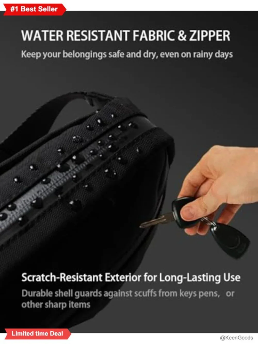 RFID Blocking Anti-Theft Sling Bag Waist Pack Water Resistant Nylon Crossbody